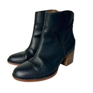 Ugg Boots Annie Ankle Booties Chunky Heel Leather Neutral Black 6.5